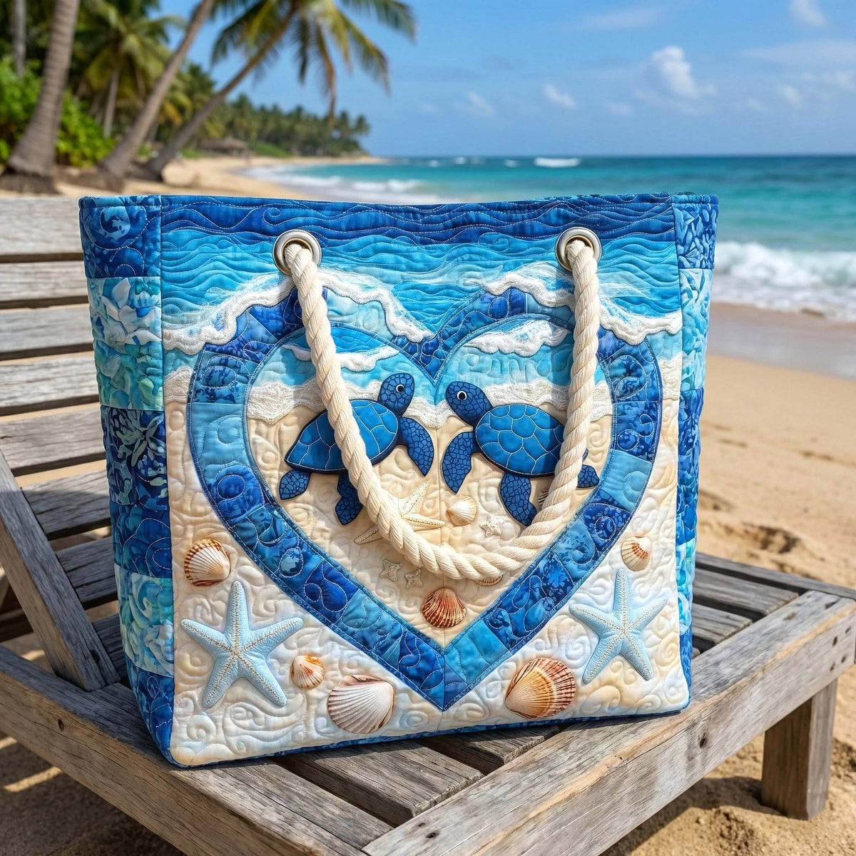 Turtle Serenity | Gewatteerde strandtas