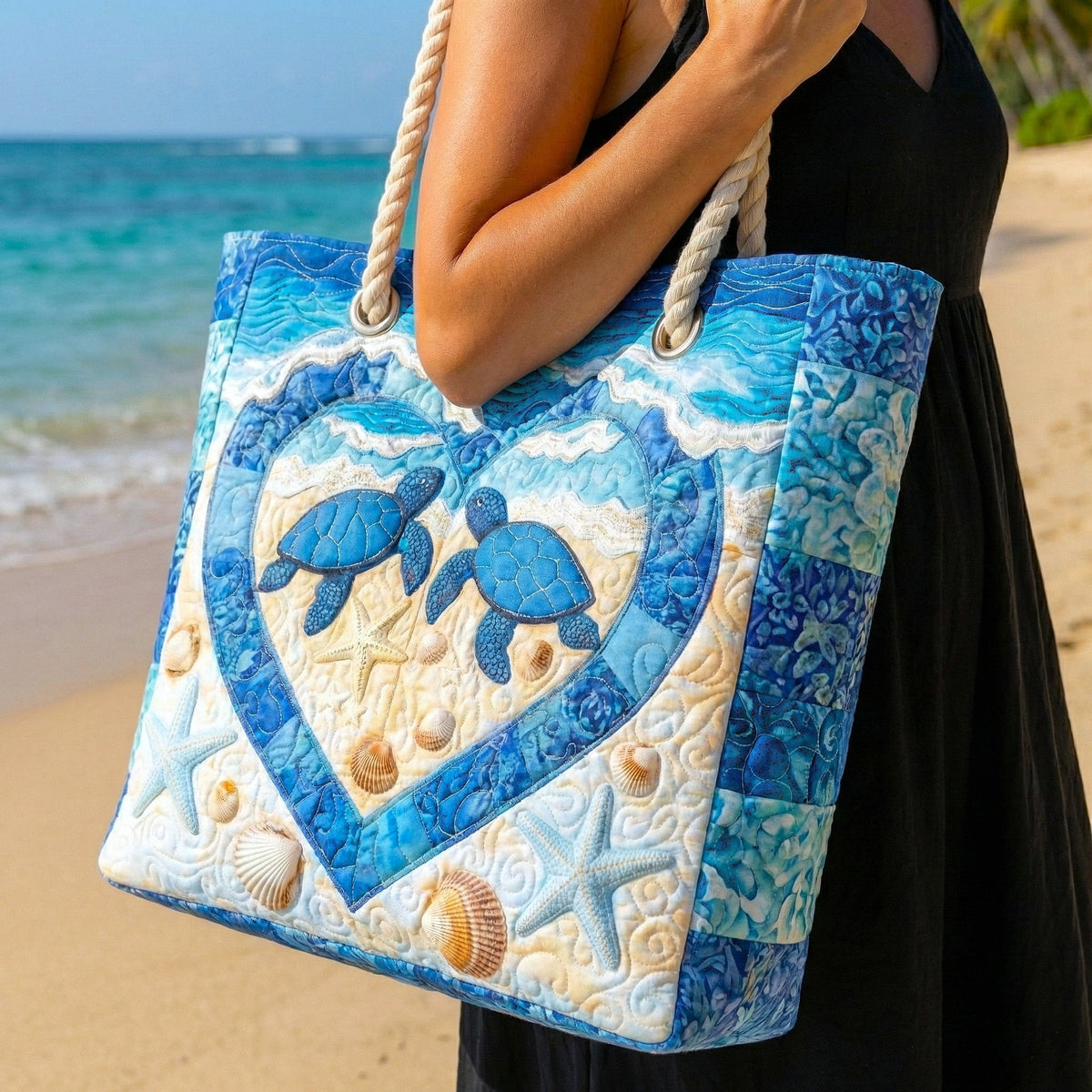 Turtle Serenity | Gewatteerde strandtas