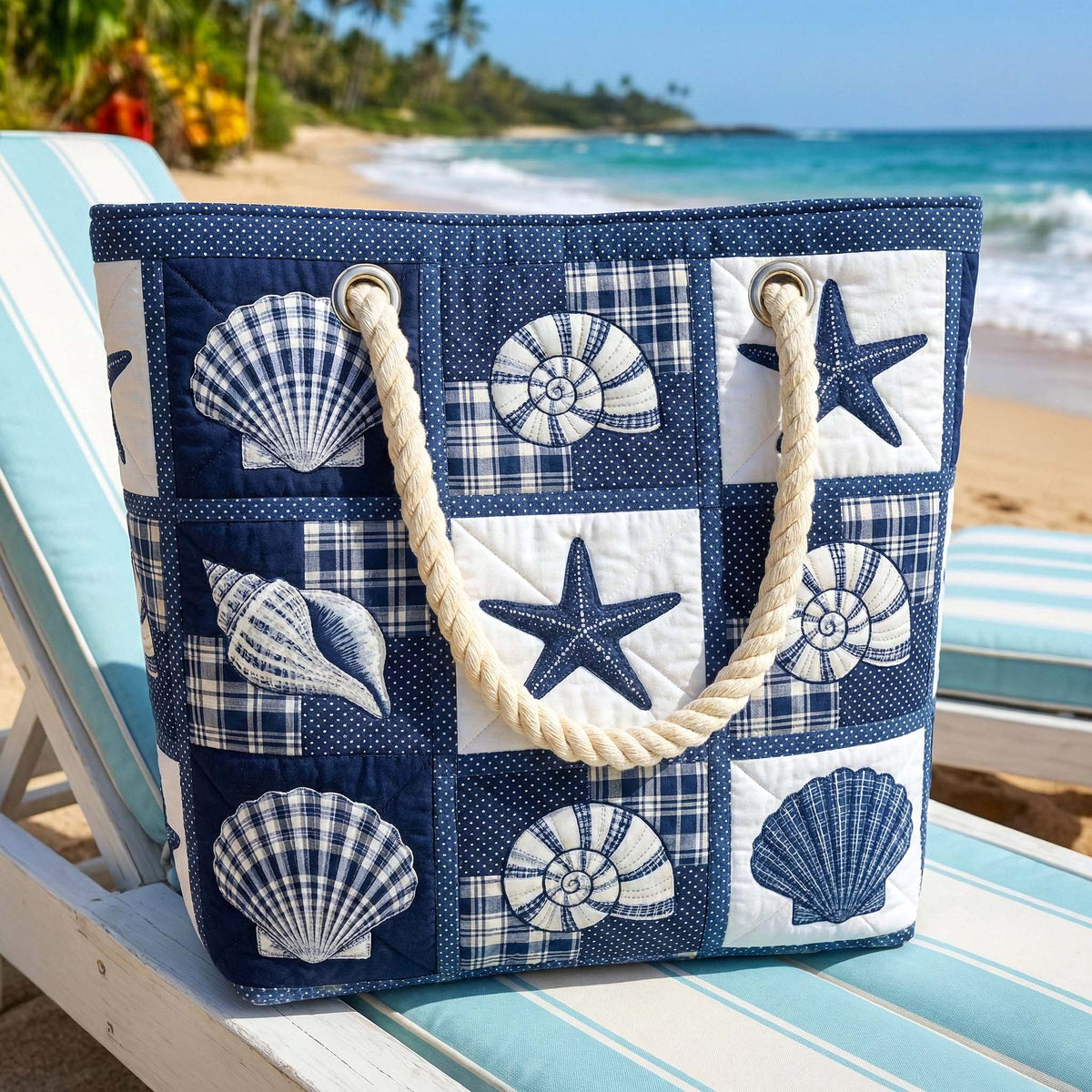 Shell Serenity | Gewatteerde strandtas