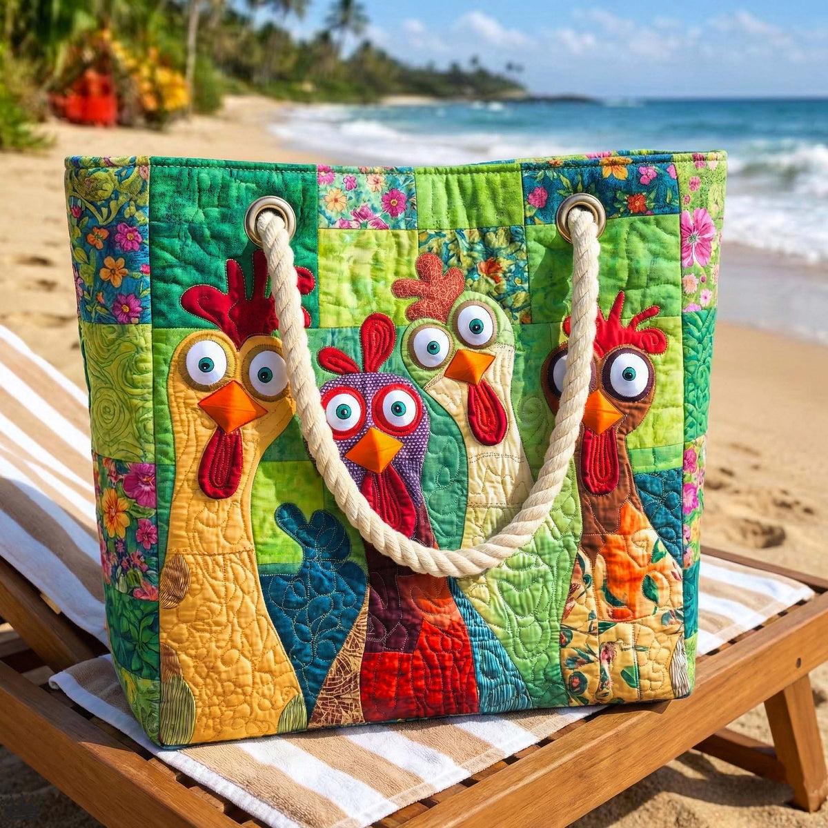 Funky Chicken | Gewatteerde strandtas