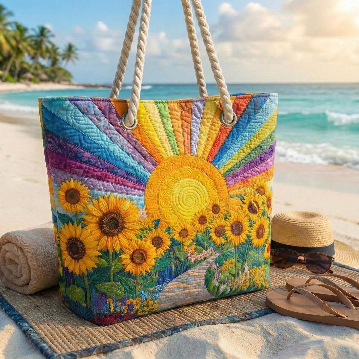 Rainbow | Gewatteerde strandtas