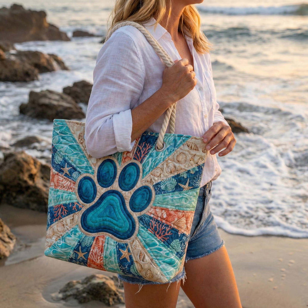 Paw Patch Blauw | Gewatteerde strandtas