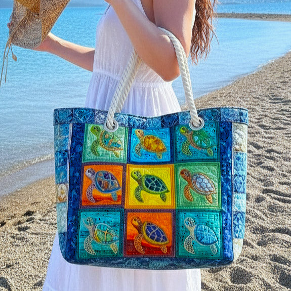 Turtle Calm | Gewatteerde strandtas