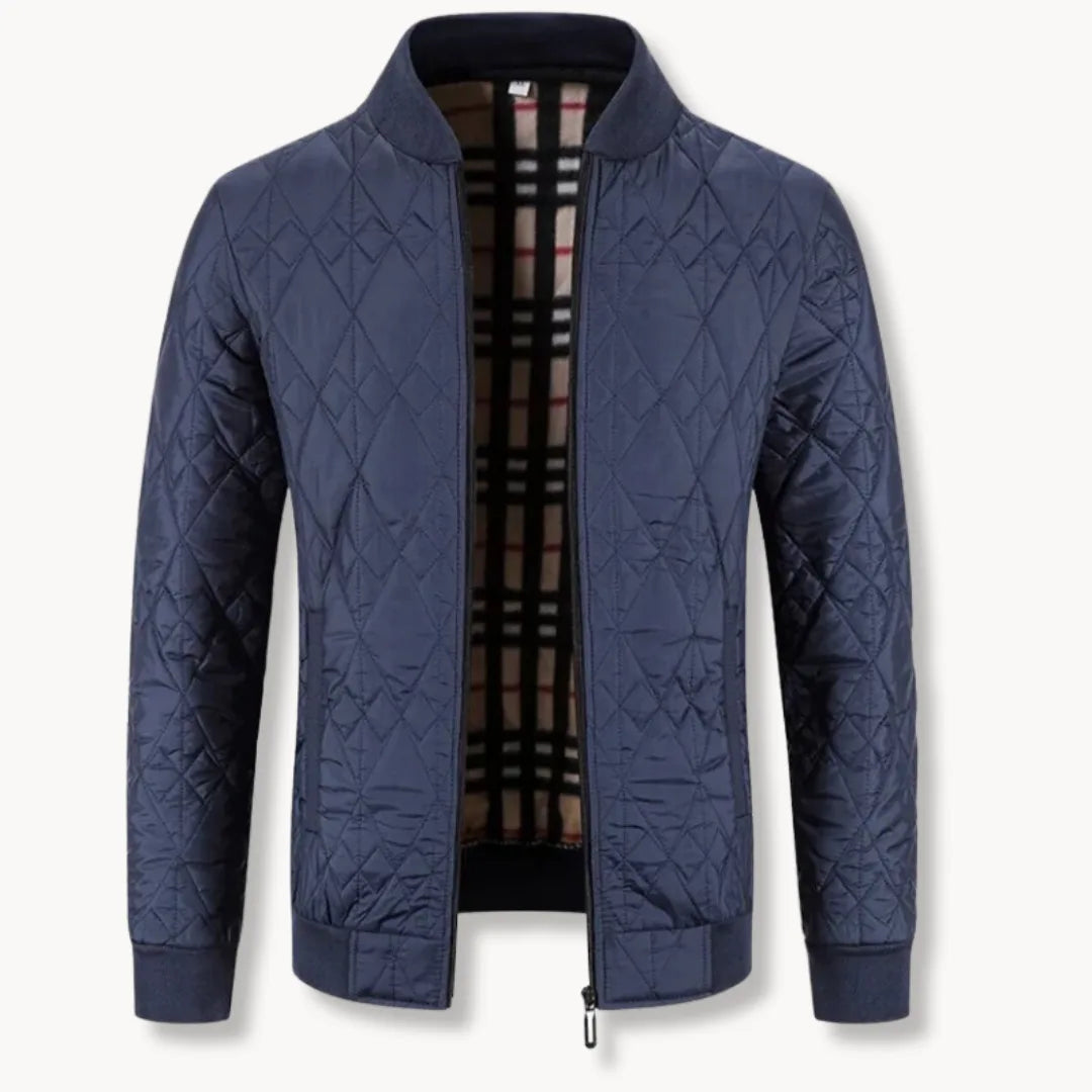 Hugo | Gequilt jas met rits en ronde hals