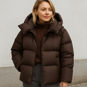 Gewatteerde winterjas met capuchon en boxy fit