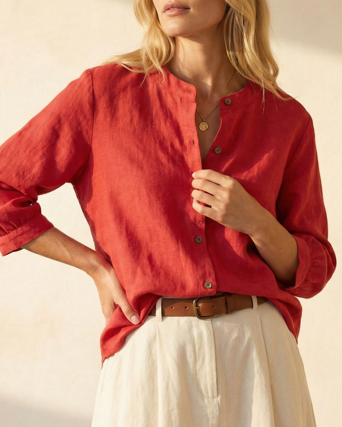 Cherie | Blouse van katoen en linnen