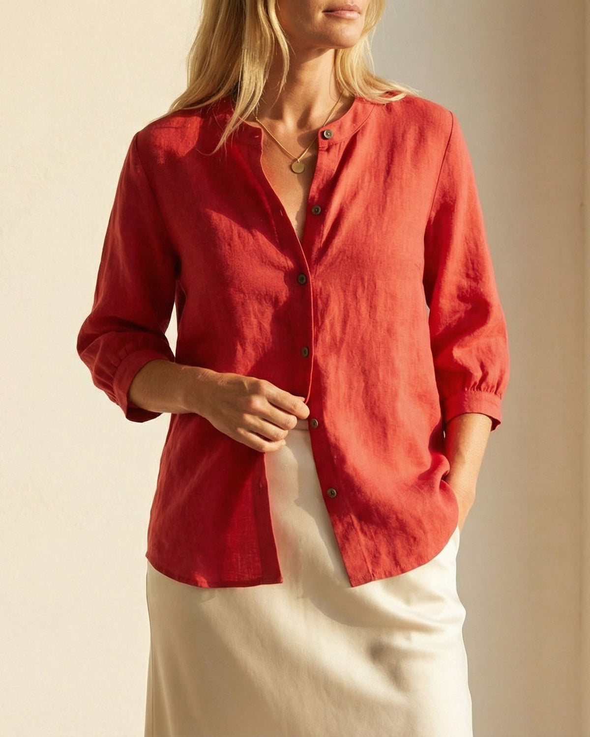 Cherie | Blouse van katoen en linnen