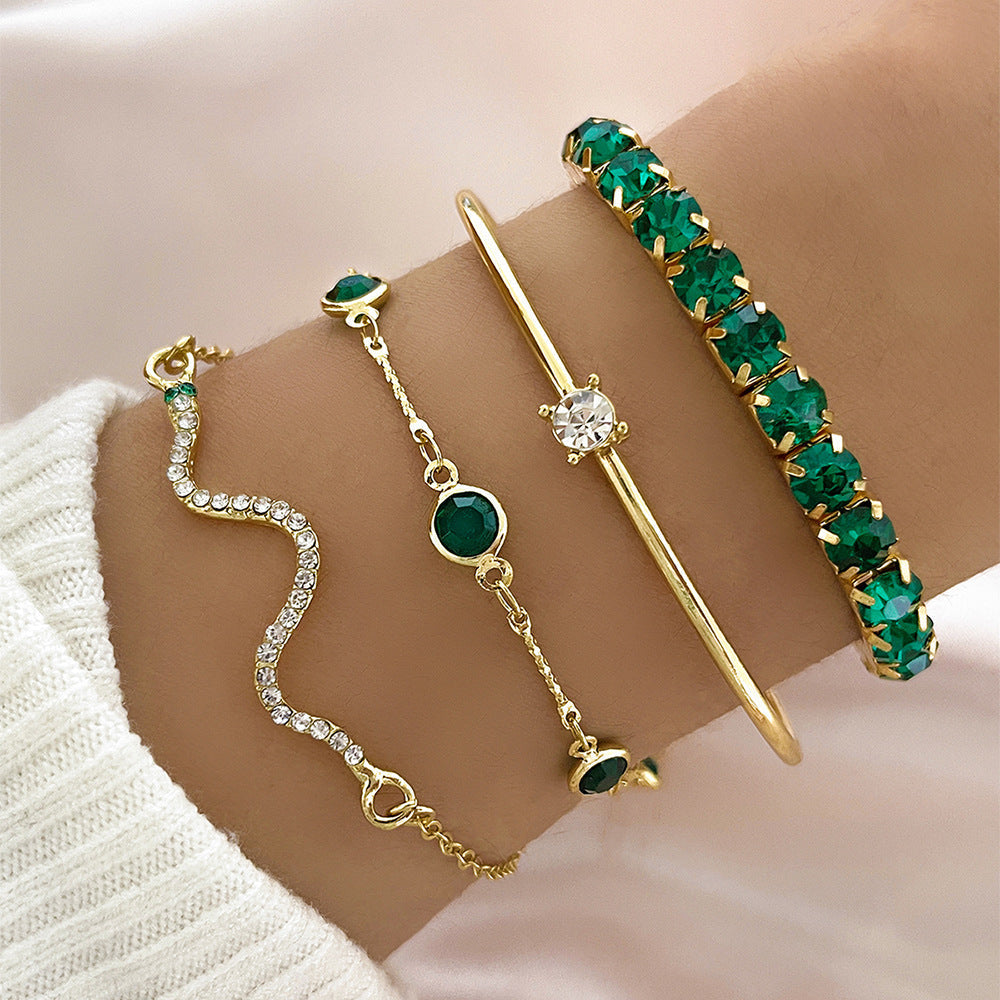 Amariya | Gouden smaragd armbandenset