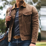 Vintage robuuste outdoorjas met knoopsluiting voor heren