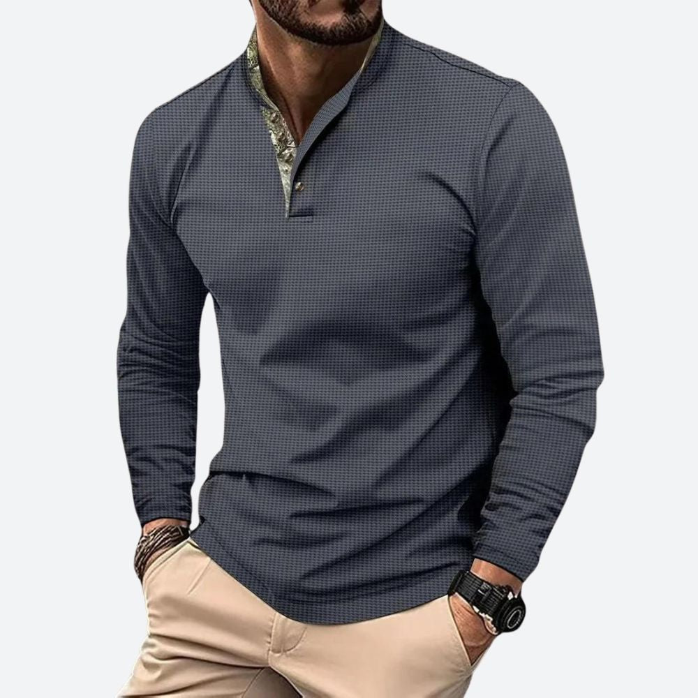 Heren poloshirt met lange mouwen en ademend materiaal