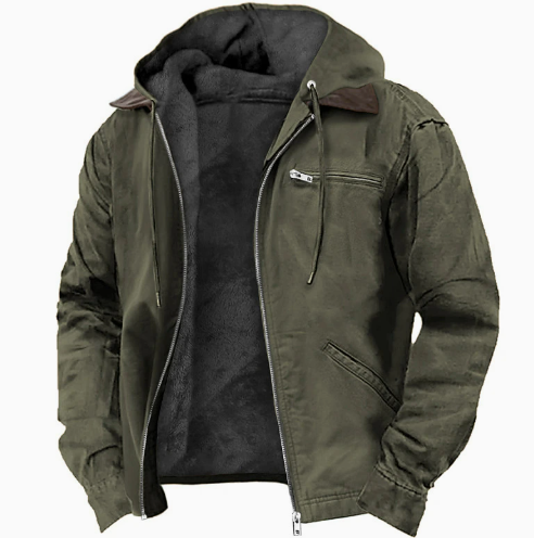 Heren tussenjas met capuchon en warme fleece voering