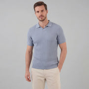 Ribbed polo shirt met V-neck