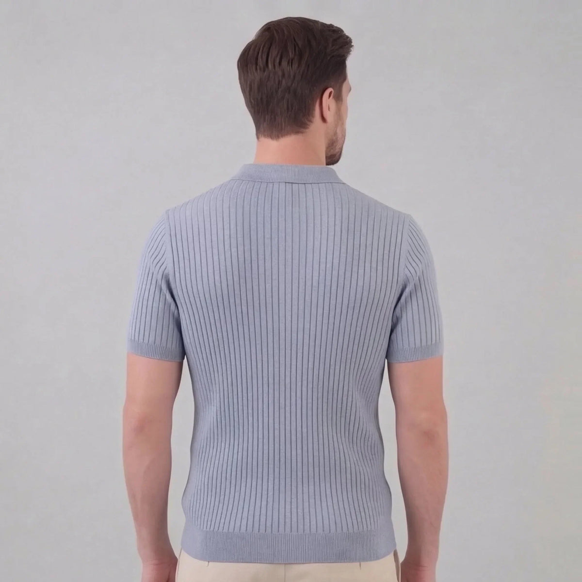 Ribbed polo shirt met V-neck