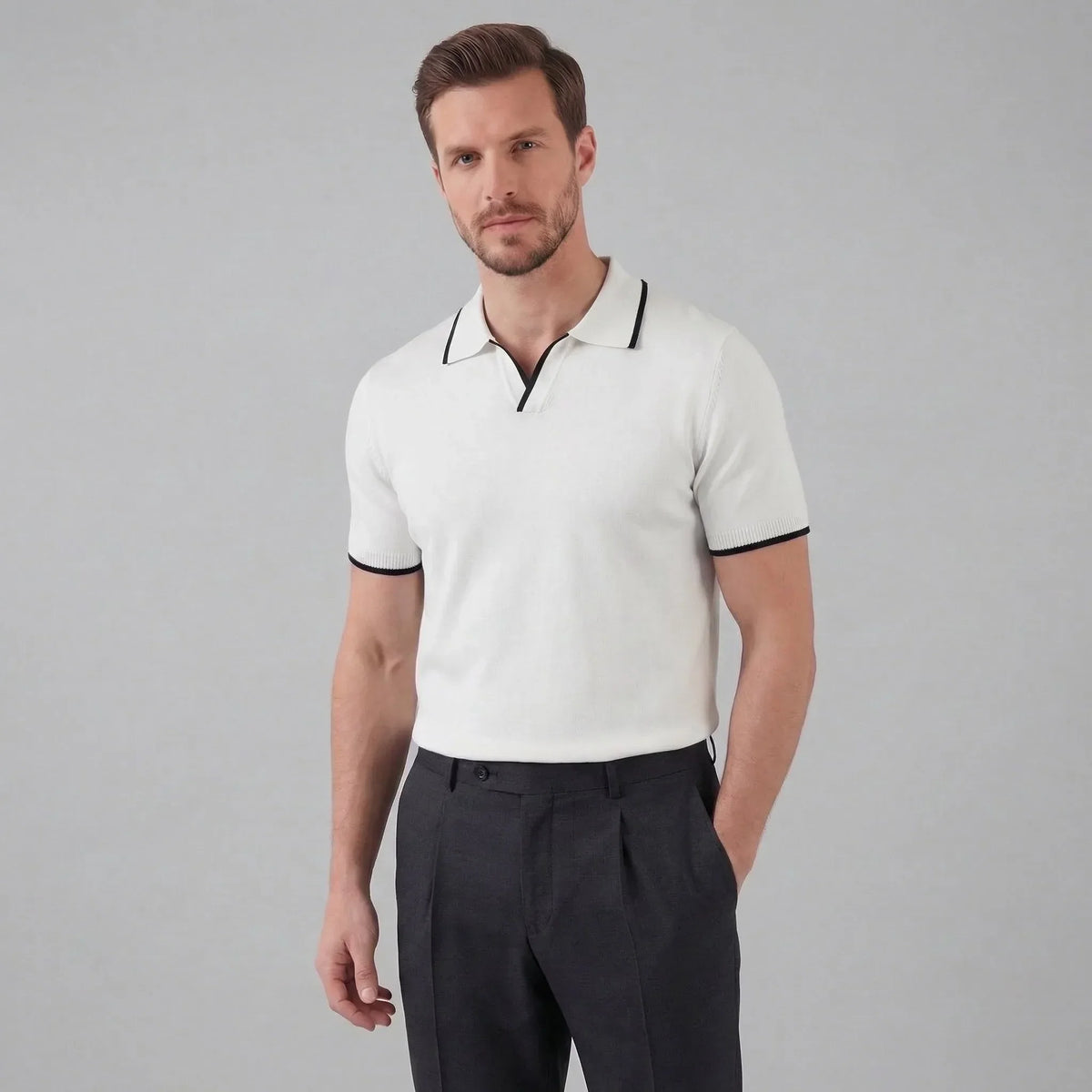 Polo shirt met V-hals