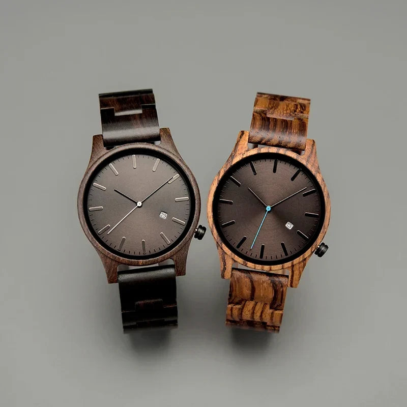 Elias Walnoten Houten Kwarts Horloge