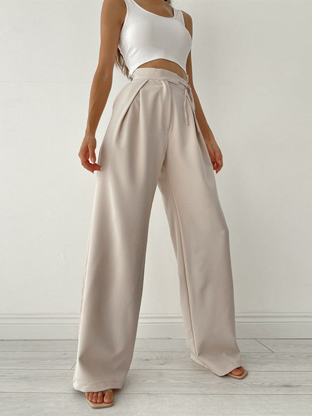 High Waist Pantalon Dames | Wijde Pijpen & Taille-Strik voor Elegante Look