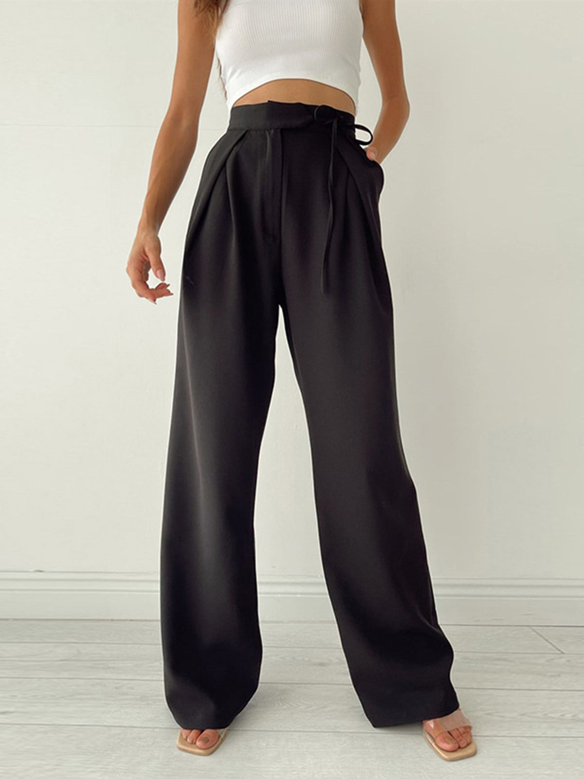 High Waist Pantalon Dames | Wijde Pijpen & Taille-Strik voor Elegante Look