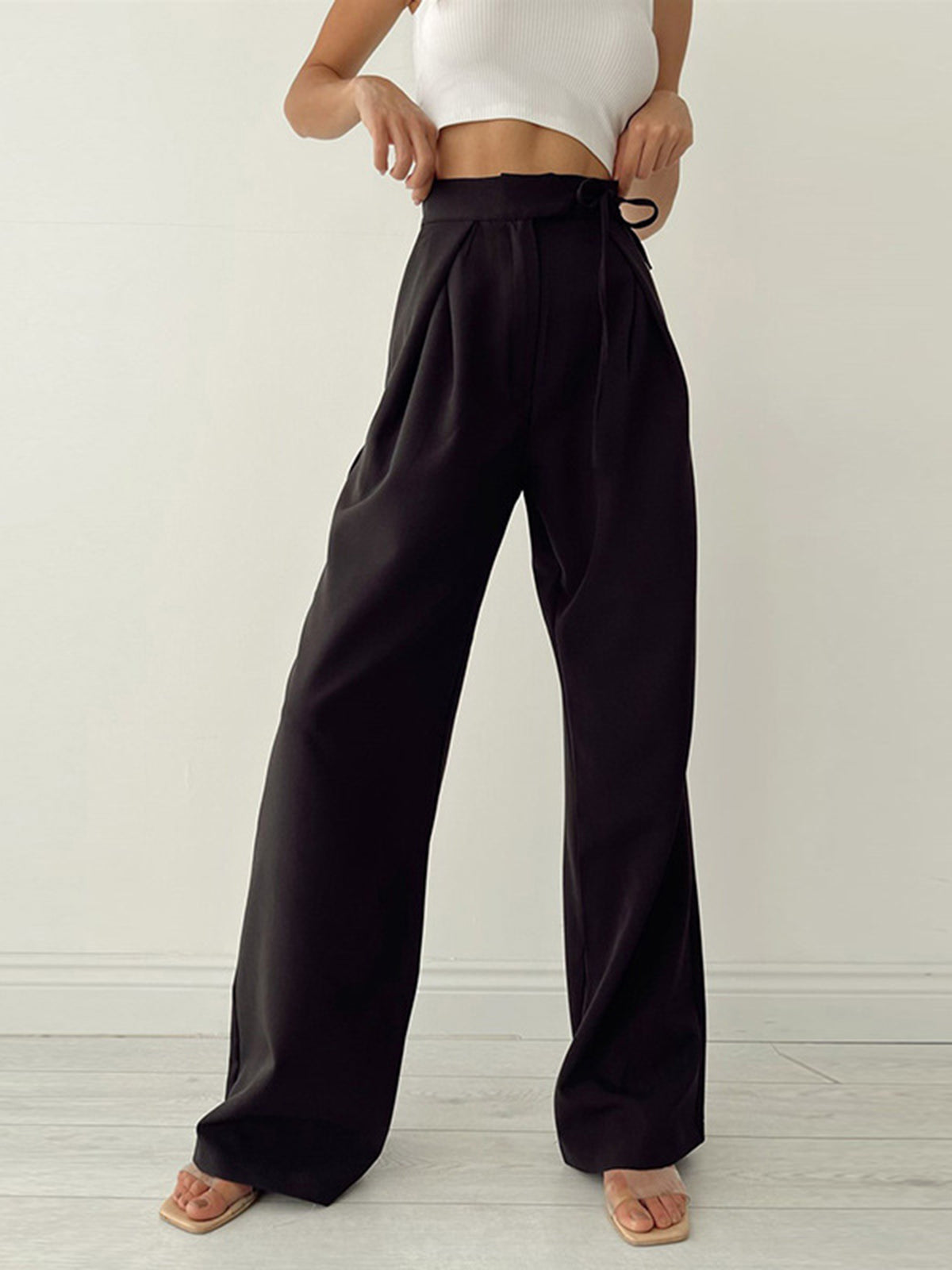 High Waist Pantalon Dames | Wijde Pijpen & Taille-Strik voor Elegante Look