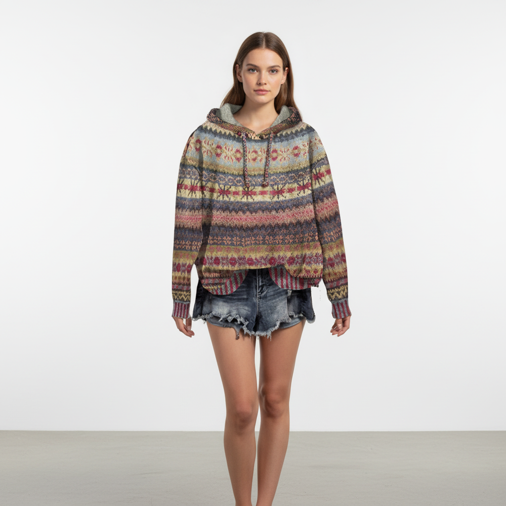 Hoodie Dames | Vintage Patroon met Capuchon