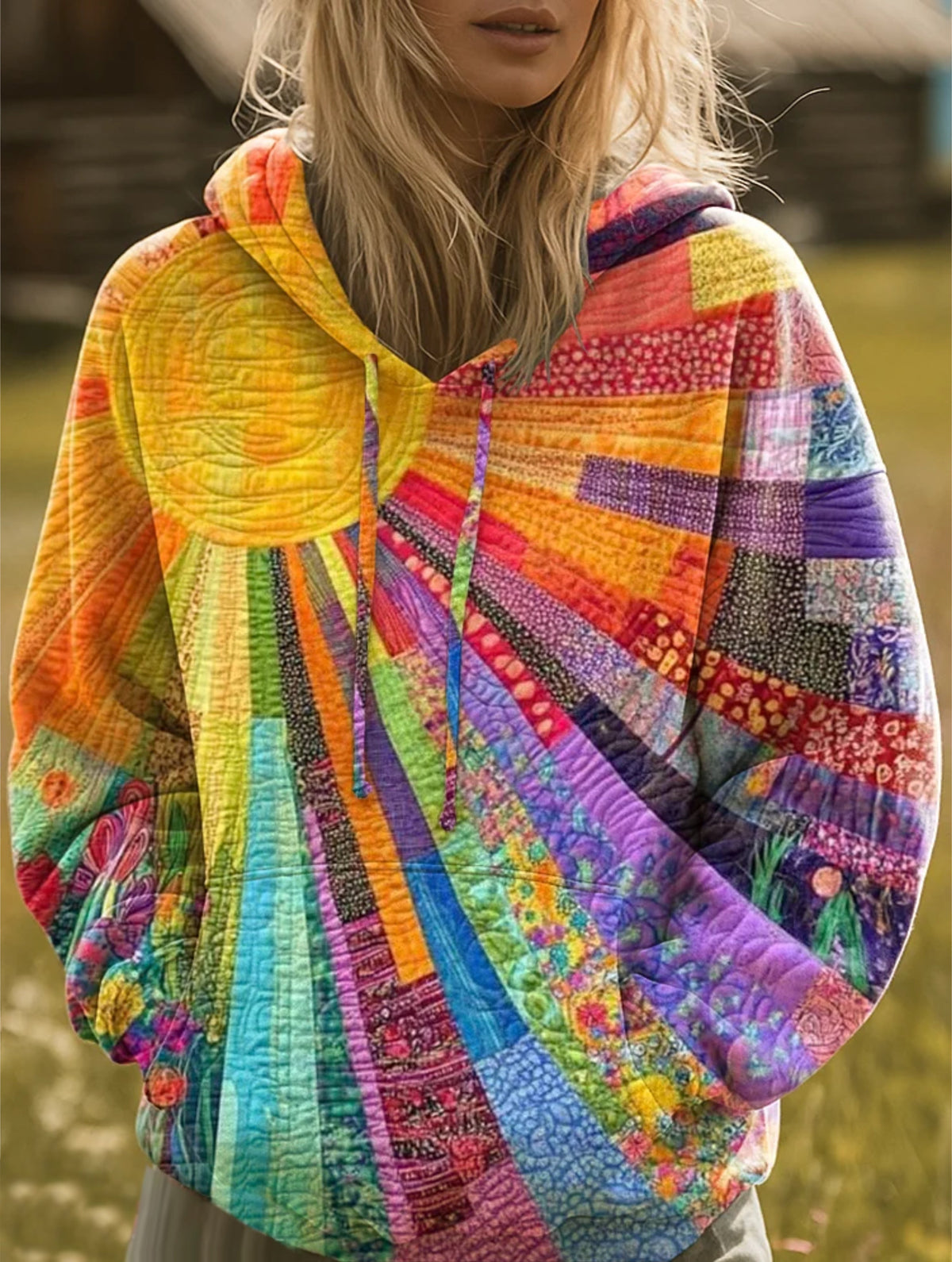 ARLETTE – VIBRANTE ZONBURST PATCHWORK HOODIE