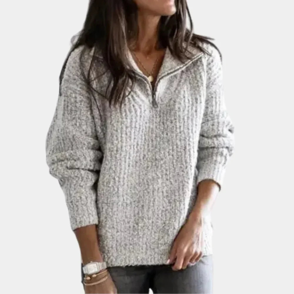 Isabella - Chique Comfort Trui met Halve Rits voor Dames