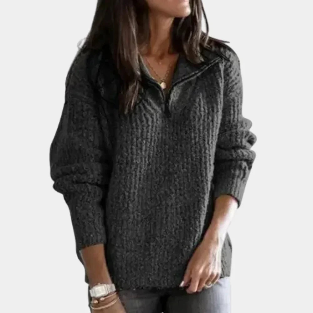Isabella - Chique Comfort Trui met Halve Rits voor Dames