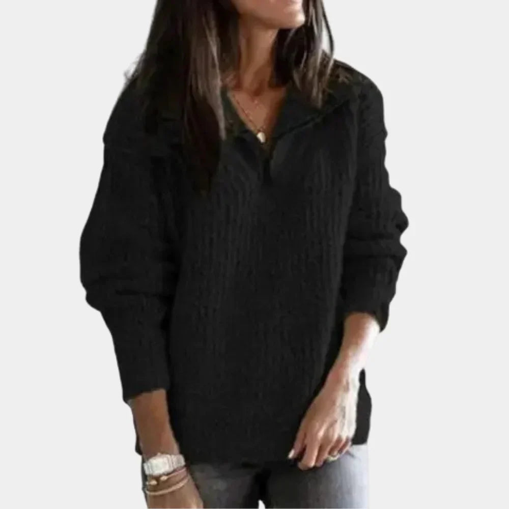 Isabella - Chique Comfort Trui met Halve Rits voor Dames