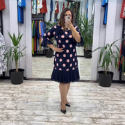 Polly | Geplooide Jurk Met Stippen