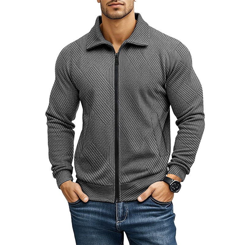 Comfortabele Vest met Geribd Textuurpatroon en Rits voor Heren