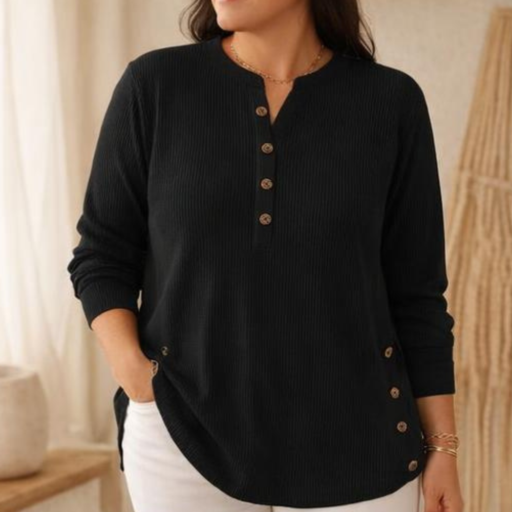 Lunavia - Geribde Button-Up Henley Tuniek