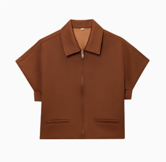 Kort Jasje Dames Cropped Rits Revers Casual Chic