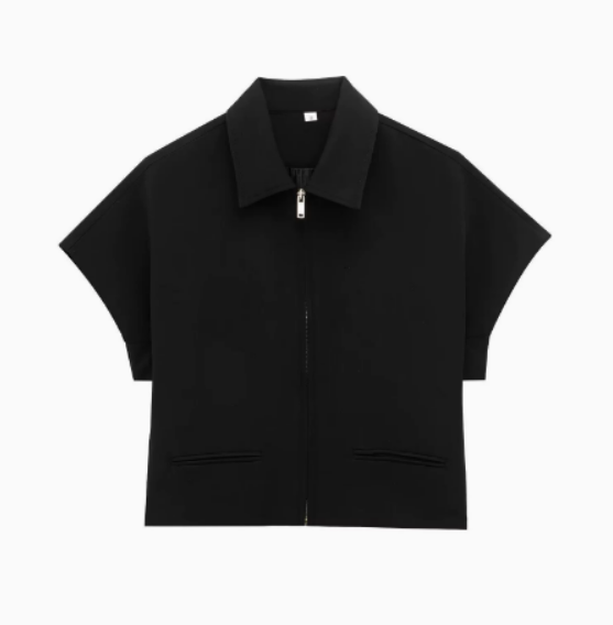 Kort Jasje Dames Cropped Rits Revers Casual Chic