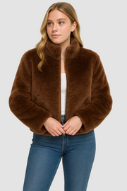 Faux Fur Winterjas Dames Kort Gevoerd Warm