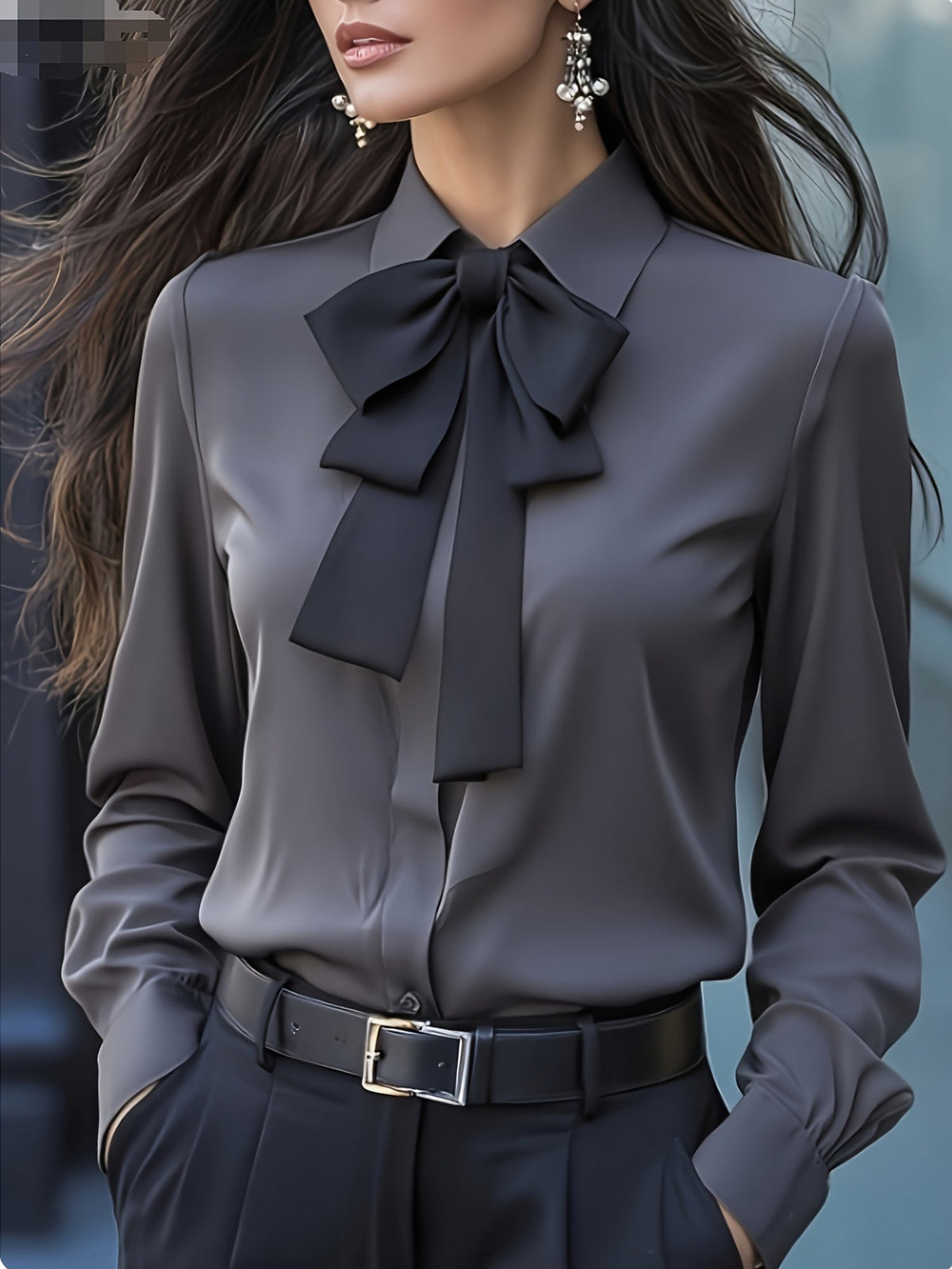 Lange Mouw Blouse Dames | Strikdetail & Verfijnde Look