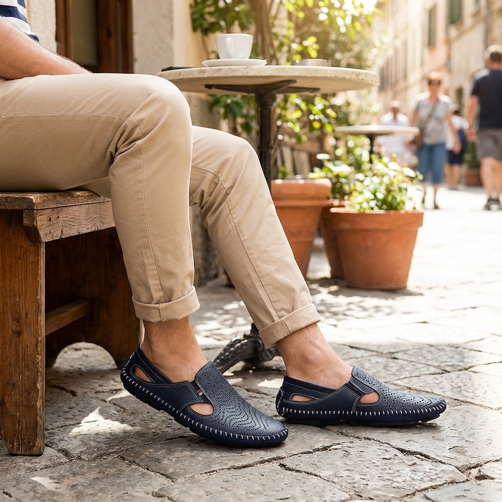 Gordon | Marineblauwe uitgesneden loafer