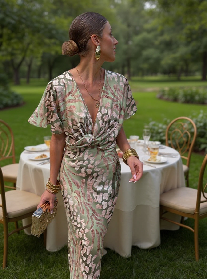 Rosemier | Midi Jurk in Koperkleur