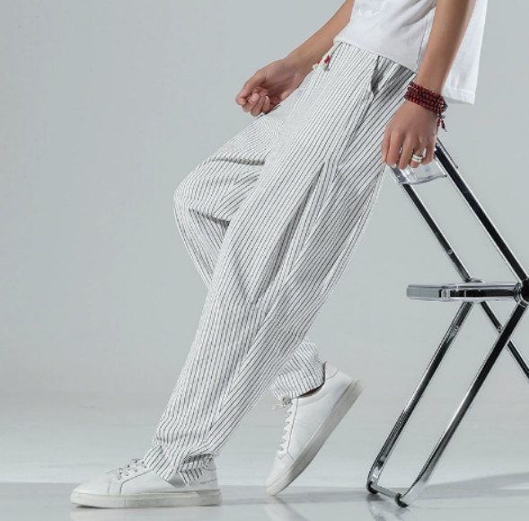 Linnen Broek Heren Elastische Taille Casual Zomer