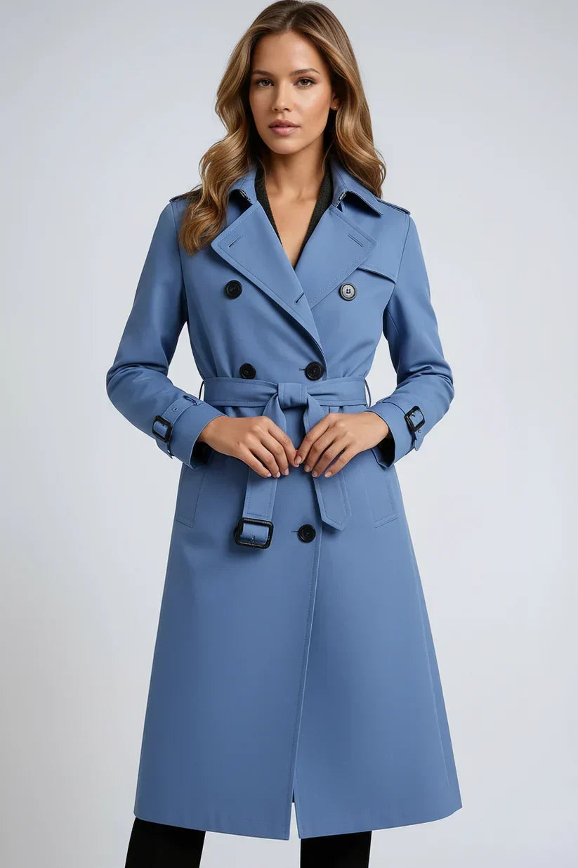 Lange Dames Trenchcoat met Dubbele Knoopsluiting