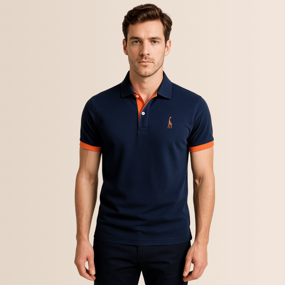 Heren katoenen poloshirt met opstaande kraag