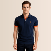 Heren katoenen poloshirt met opstaande kraag