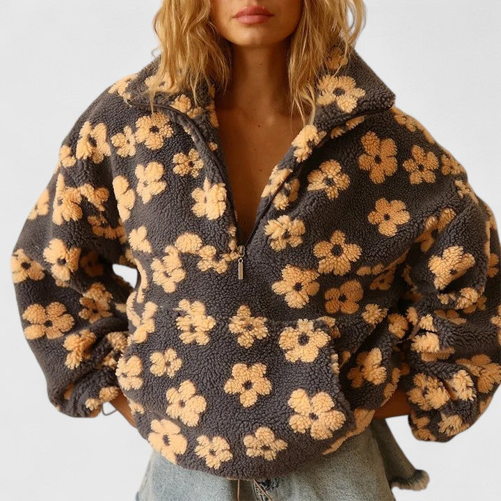 DAISY – RETRO BLOEM SHERPA PULLOVER