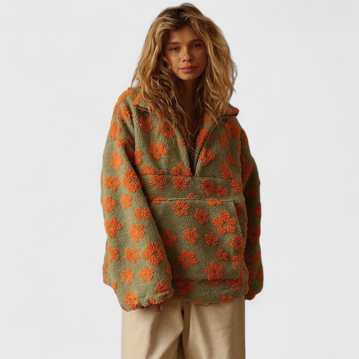 DAISY – RETRO BLOEM SHERPA PULLOVER