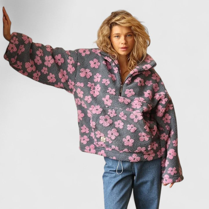 DAISY – RETRO BLOEM SHERPA PULLOVER
