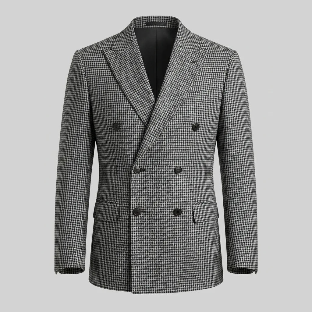 Double breasted blazer met ruitpatroon