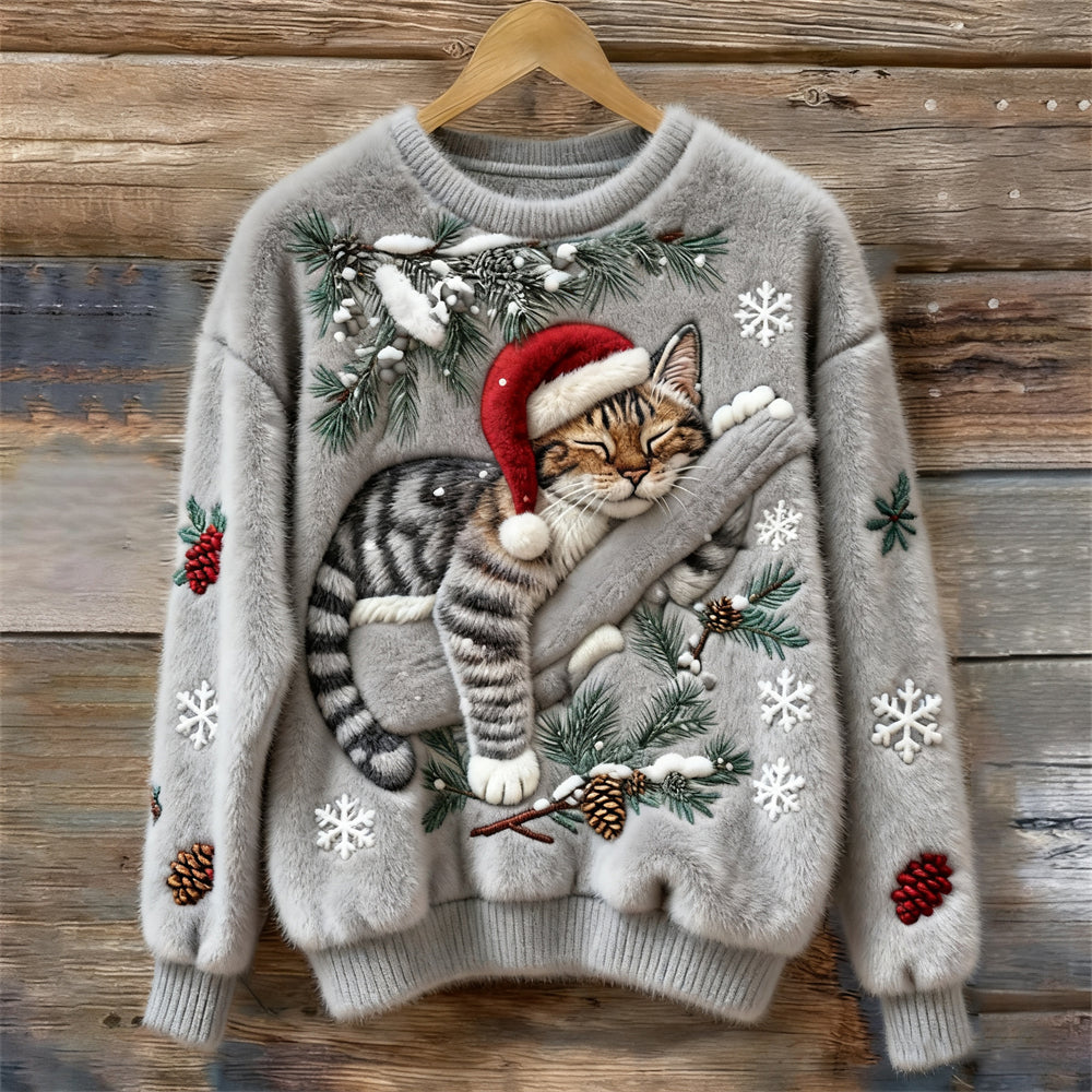 Niamh | Zachte feestelijke trui met kattendetails