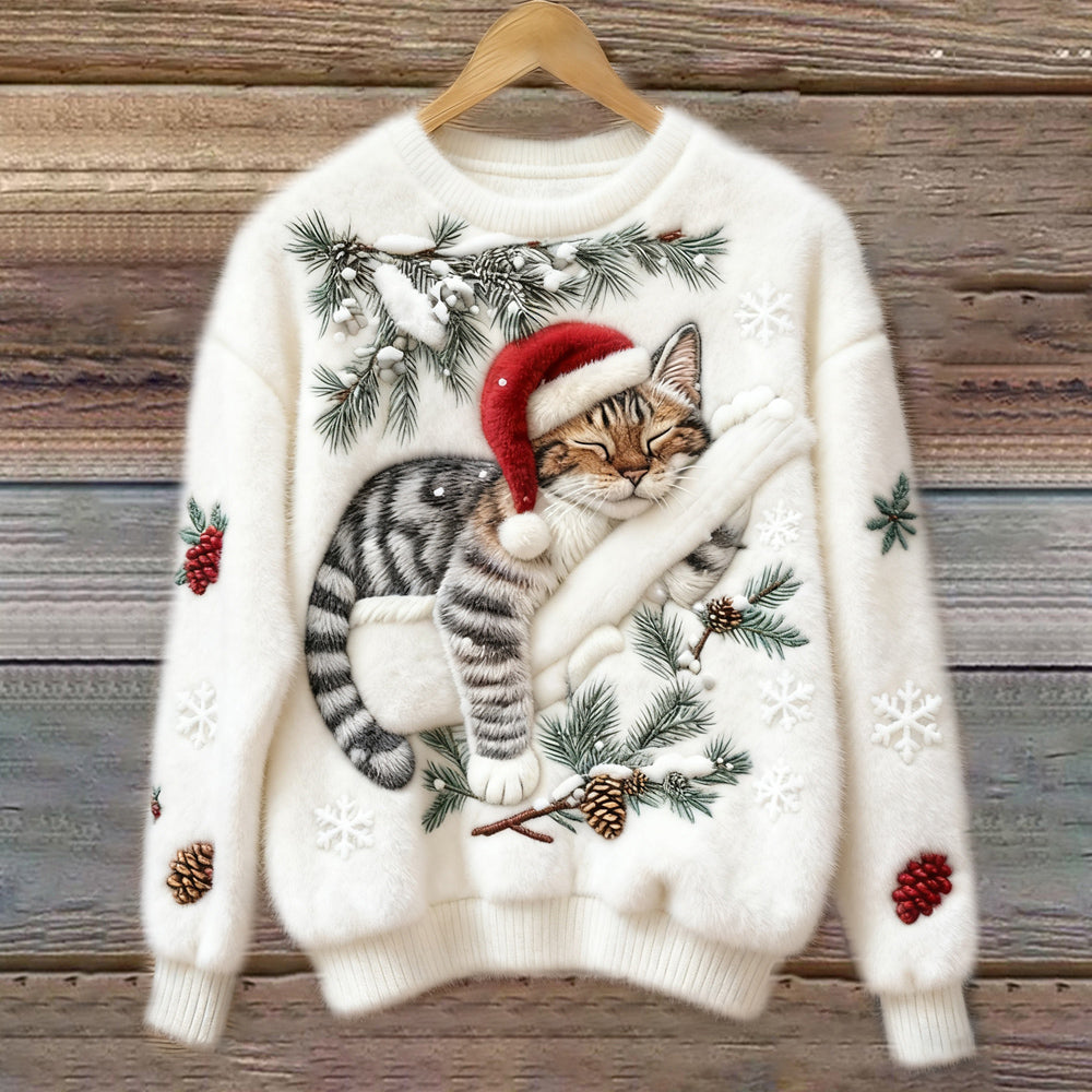 Niamh | Zachte feestelijke trui met kattendetails