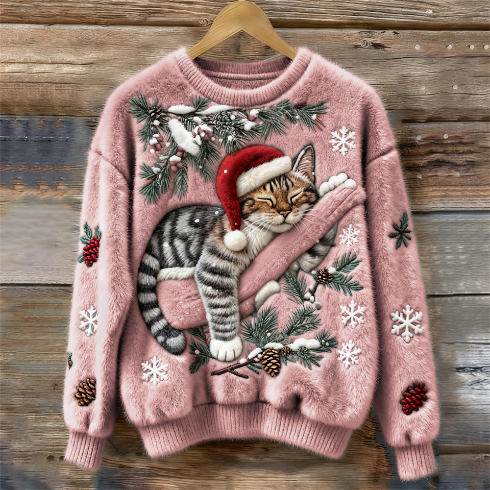 Niamh | Zachte feestelijke trui met kattendetails