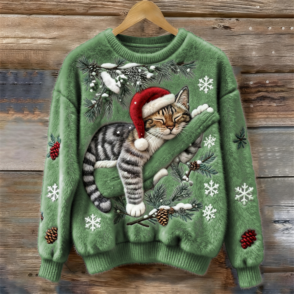 Niamh | Zachte feestelijke trui met kattendetails