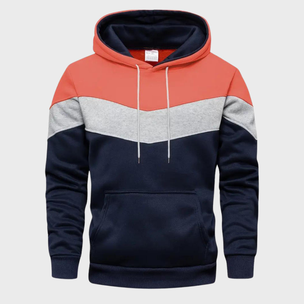 Herensweater met capuchon en driekleurige strepen