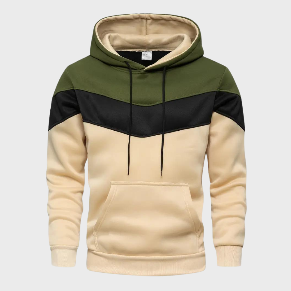 Herensweater met capuchon en driekleurige strepen
